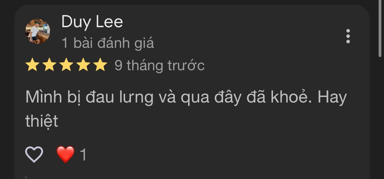 Ảnh chụp đánh giá Google 5 sao của khách hàng sau khi được tư vấn và trị liệu tại Zheng Sports