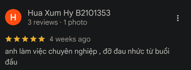 Ảnh chụp đánh giá Google 5 sao của khách hàng sau khi được tư vấn và trị liệu tại Zheng Sports